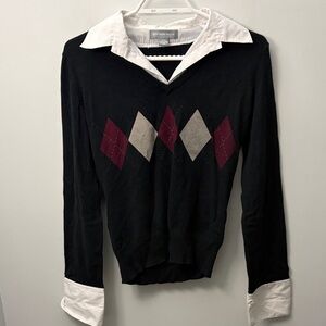 Argyle fake 2-piece sweater